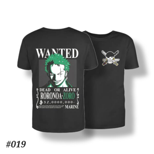 Roronoa Zoro Wanted Poster Black Tshirt #019