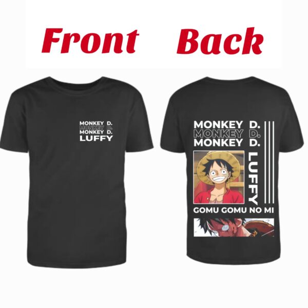 Monkey D Luffy Gomu Gomu Black Tshirt #022 - Image 2