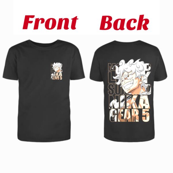 Monkey D Luffy Nika Gear 5 Black Tshirt #016 - Image 2