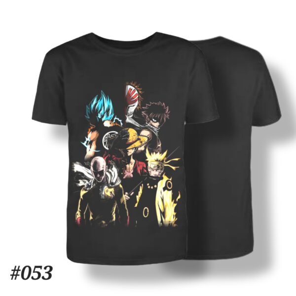 Anime Heroes Unite T-Shirt - Goku, Luffy, Naruto, Deku, Saitama #053