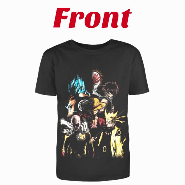 Anime Heroes Unite T-Shirt - Goku, Luffy, Naruto, Deku, Saitama #053 - Image 2